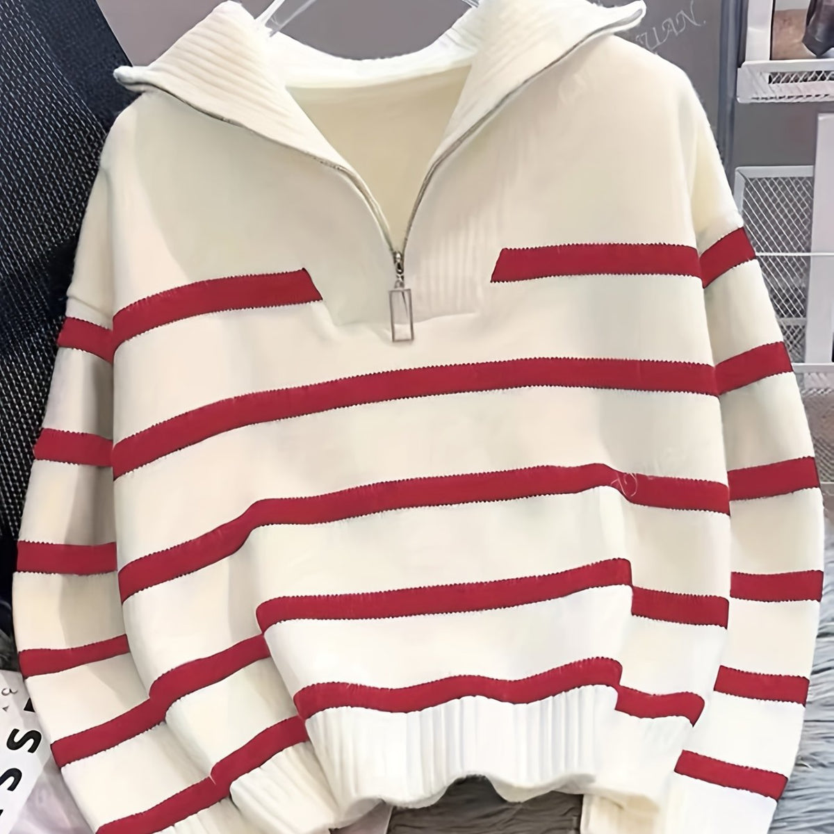 Helvano | Gestreifter Troyer-Pullover für Damen