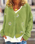 Helvano | Damen Strickjacke mit Blumenstickerei