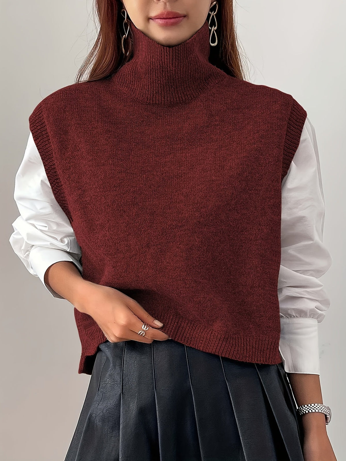 Helvano | Strick-Pullunder mit Stehkragen für Damen
