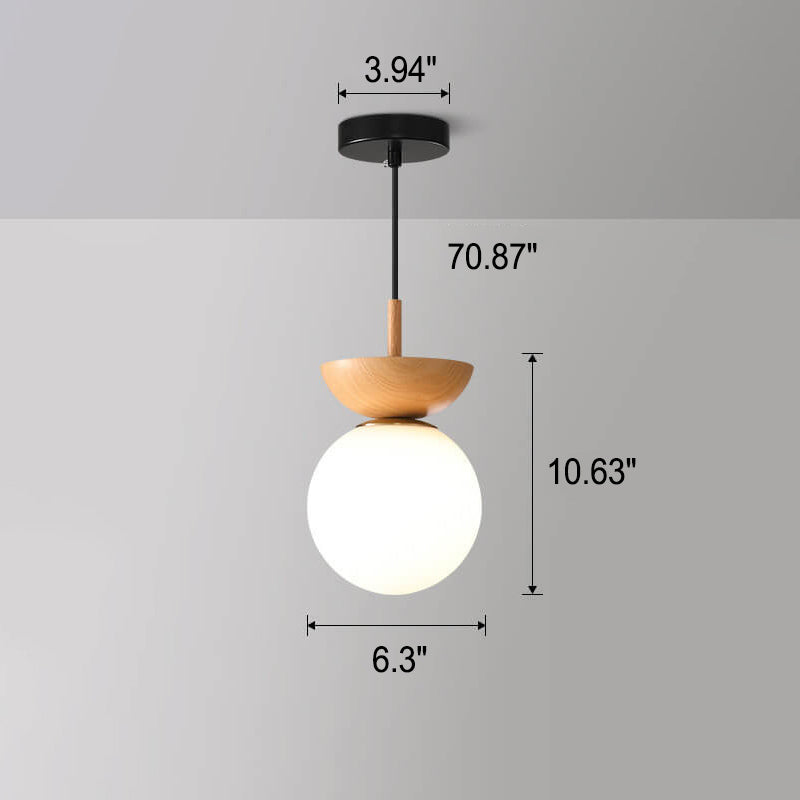 Helvano | Deckenleuchte mit Glaskugel in Holzoptik