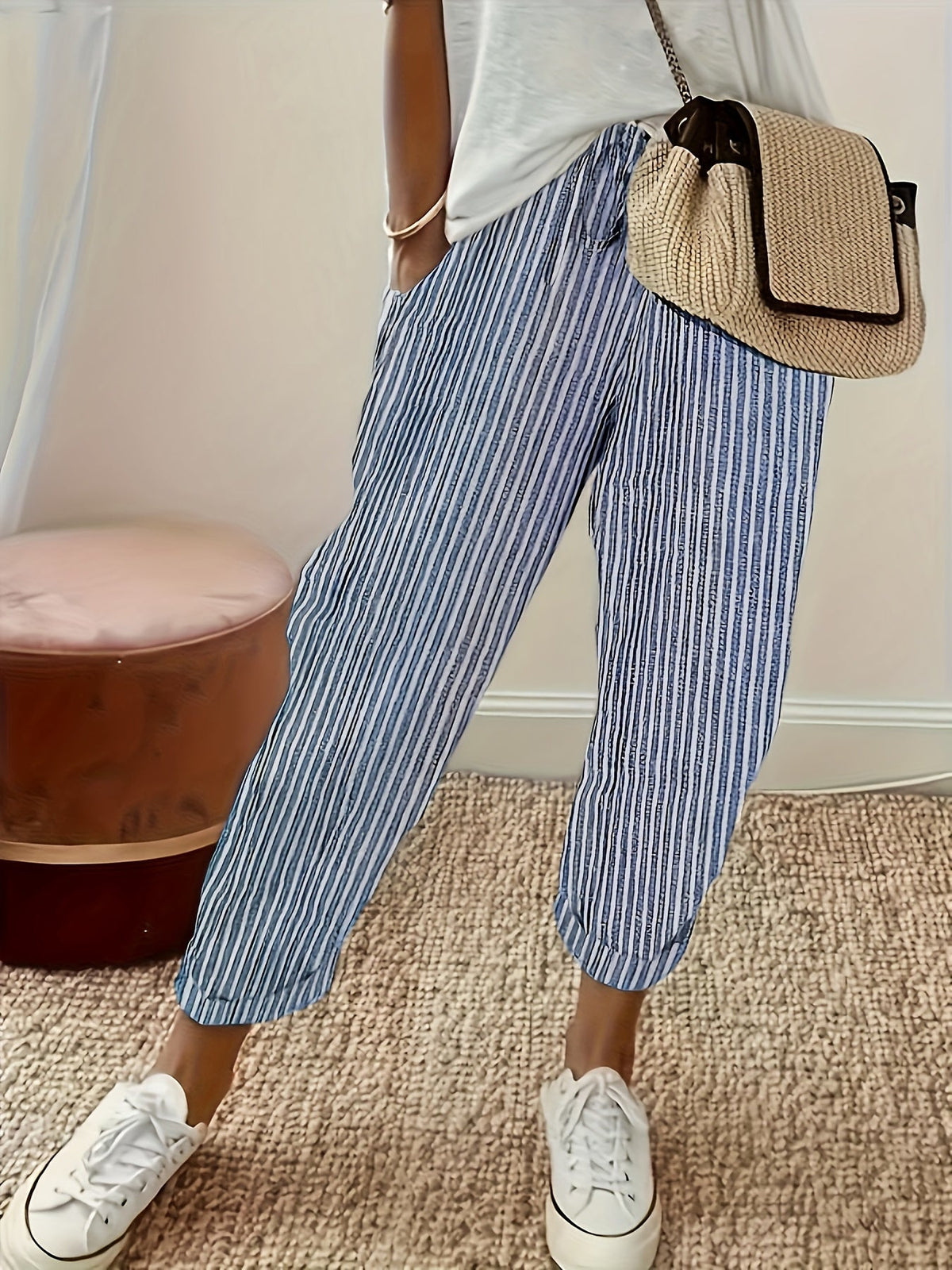 Helvano | Weite Streifenhose für Damen