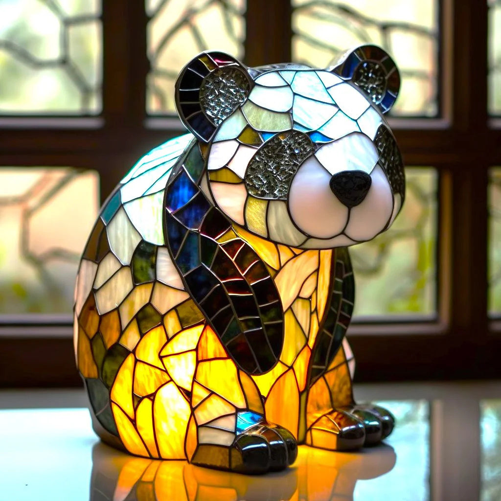 Helvano | Buntglas-Tischlampe im Tierdesign