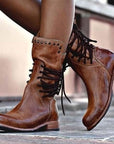 Helvano | Damen Leder-Schnürstiefel in Braun
