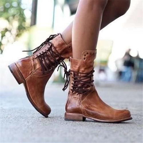 Helvano | Damen Leder-Schnürstiefel in Braun