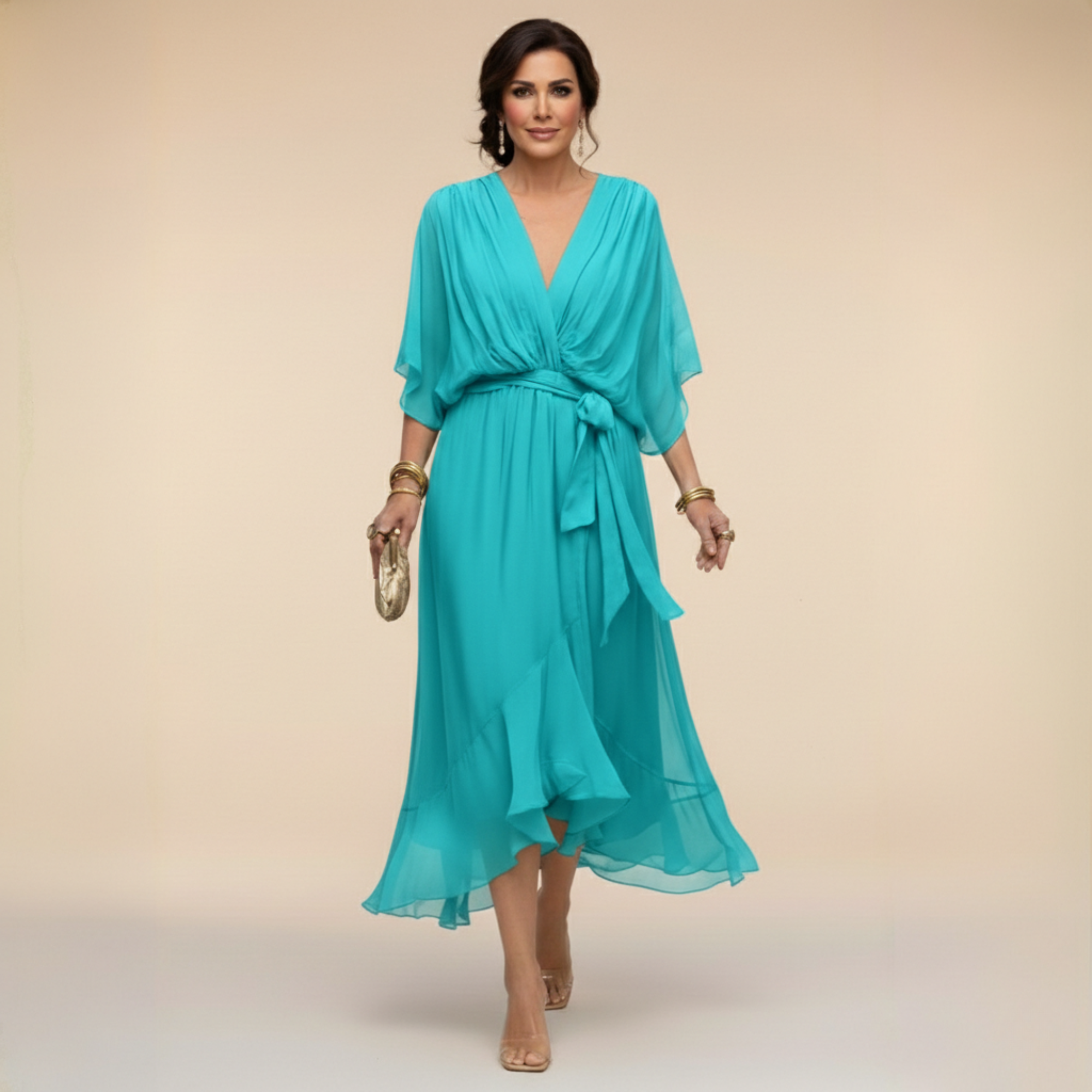 Helvano | Chiffon-Kleid mit V-Ausschnitt für Damen