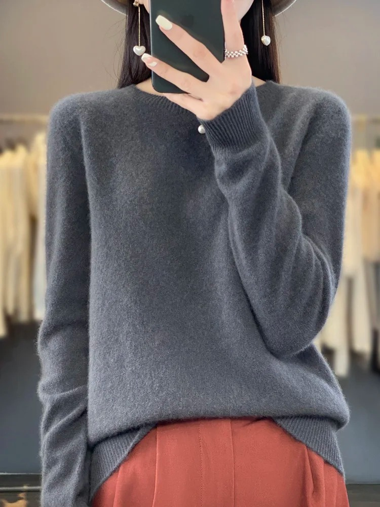 Helvano | Damen Strickpullover mit Rundhalsausschnitt