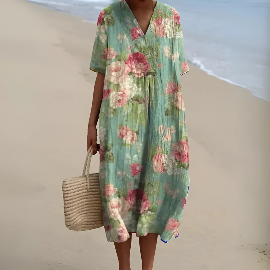 Helvano | Boho Blumenkleid mit lockerem Schnitt