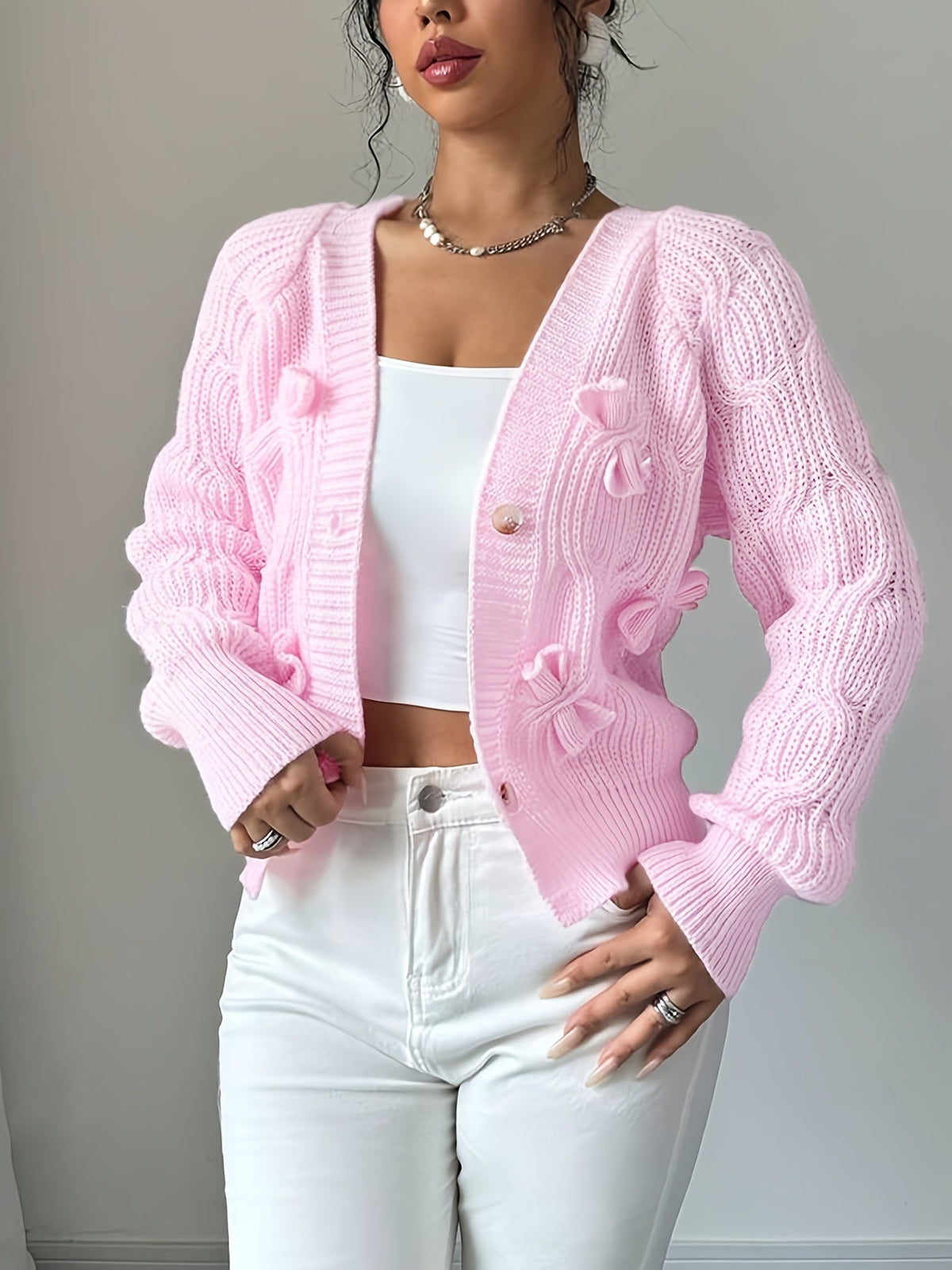 Helvano | Strickjacke mit Schleifendetail für Damen