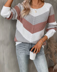 Helvano | Damen Strickpullover mit Colorblock-Zickzackmuster