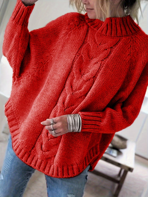 Helvano | Zopfstrick-Pullover mit Stehkragen für Damen