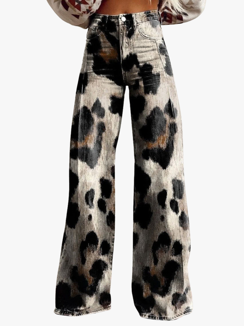 Helvano | Damenhose mit Animal-Print in Weiss