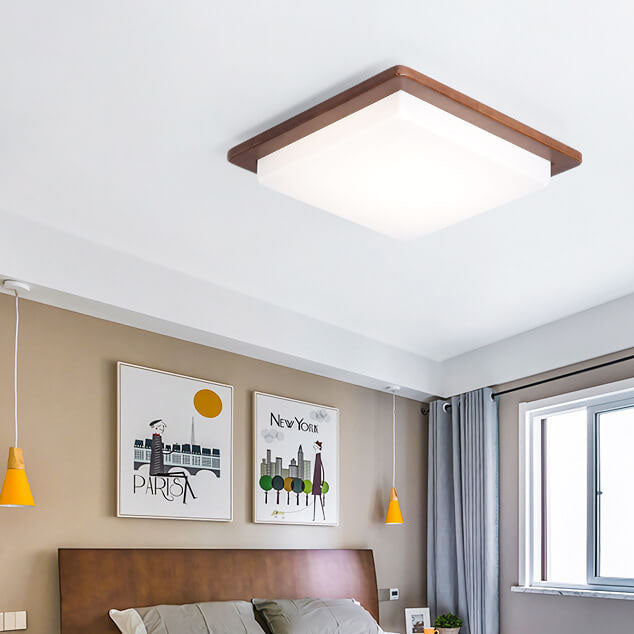 Helvano | Quadratische LED-Deckenleuchte aus Nussbaum