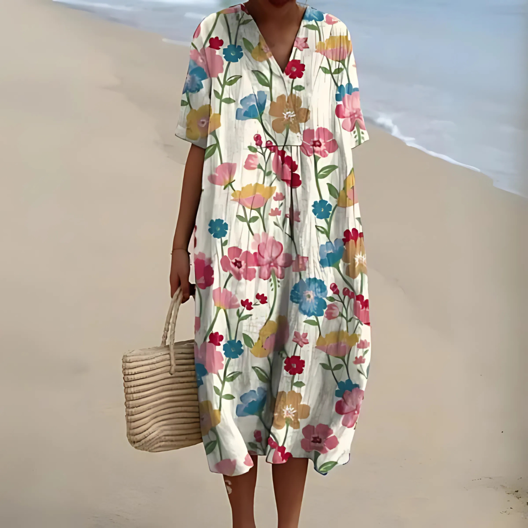 Helvano | Boho Blumenkleid mit lockerem Schnitt