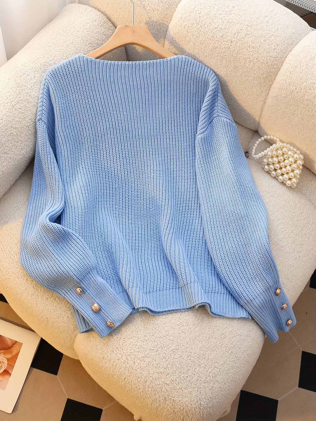 Helvano | Rippstrick-Pullover mit V-Ausschnitt