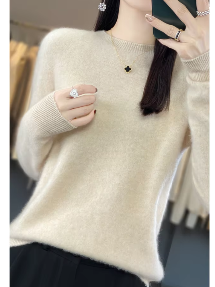 Helvano | Damen Strickpullover mit Rundhalsausschnitt
