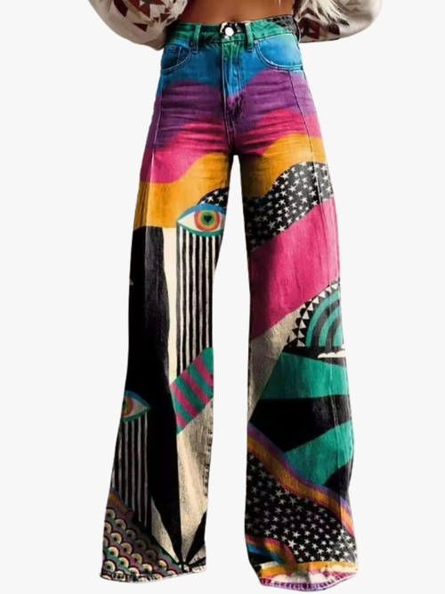 Helvano | Ausgestellte Hose mit Grafikmuster für Damen