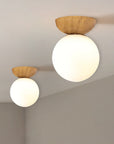 Helvano | Deckenleuchte mit Holz und Glaskugel