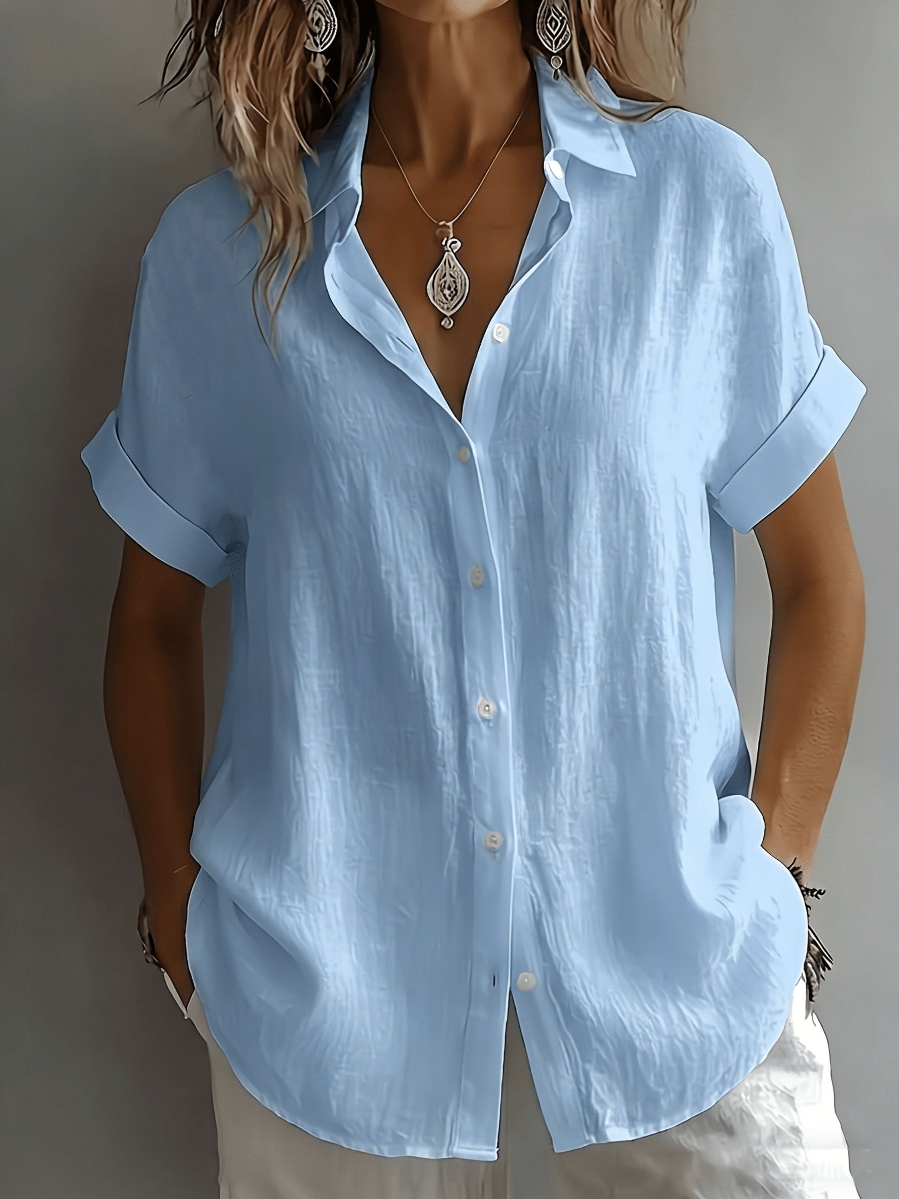Helvano | Leinenbluse mit Kragen für Damen