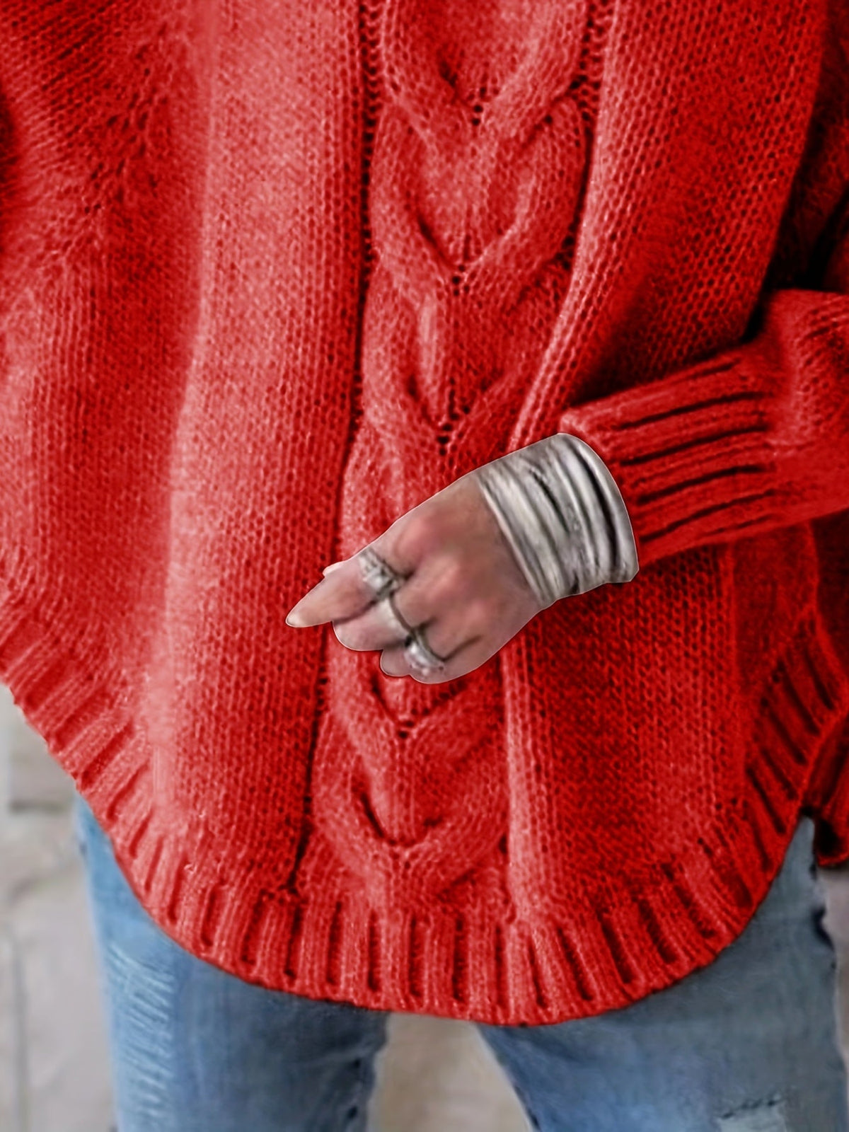Helvano | Zopfstrick-Pullover mit Stehkragen für Damen