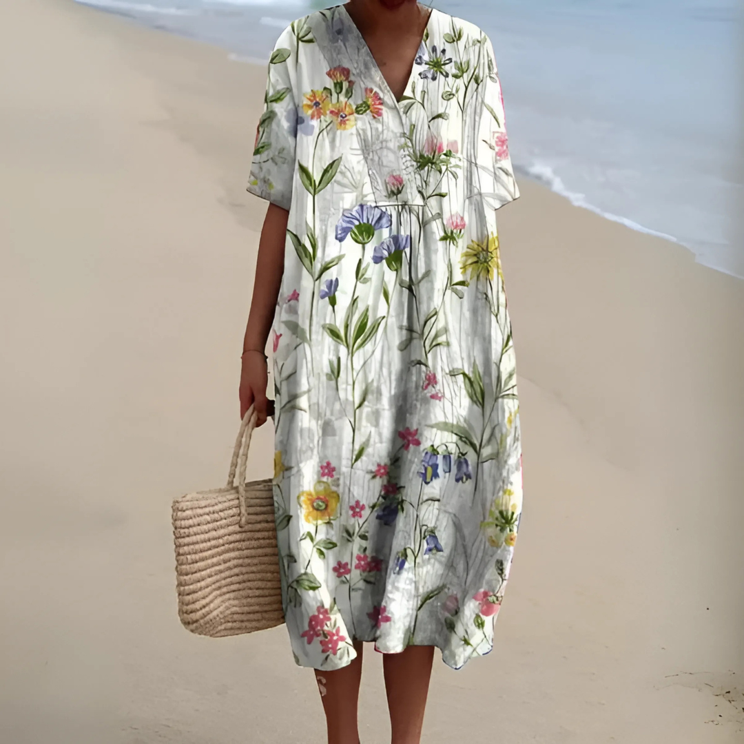 Helvano | Boho Blumenkleid mit lockerem Schnitt