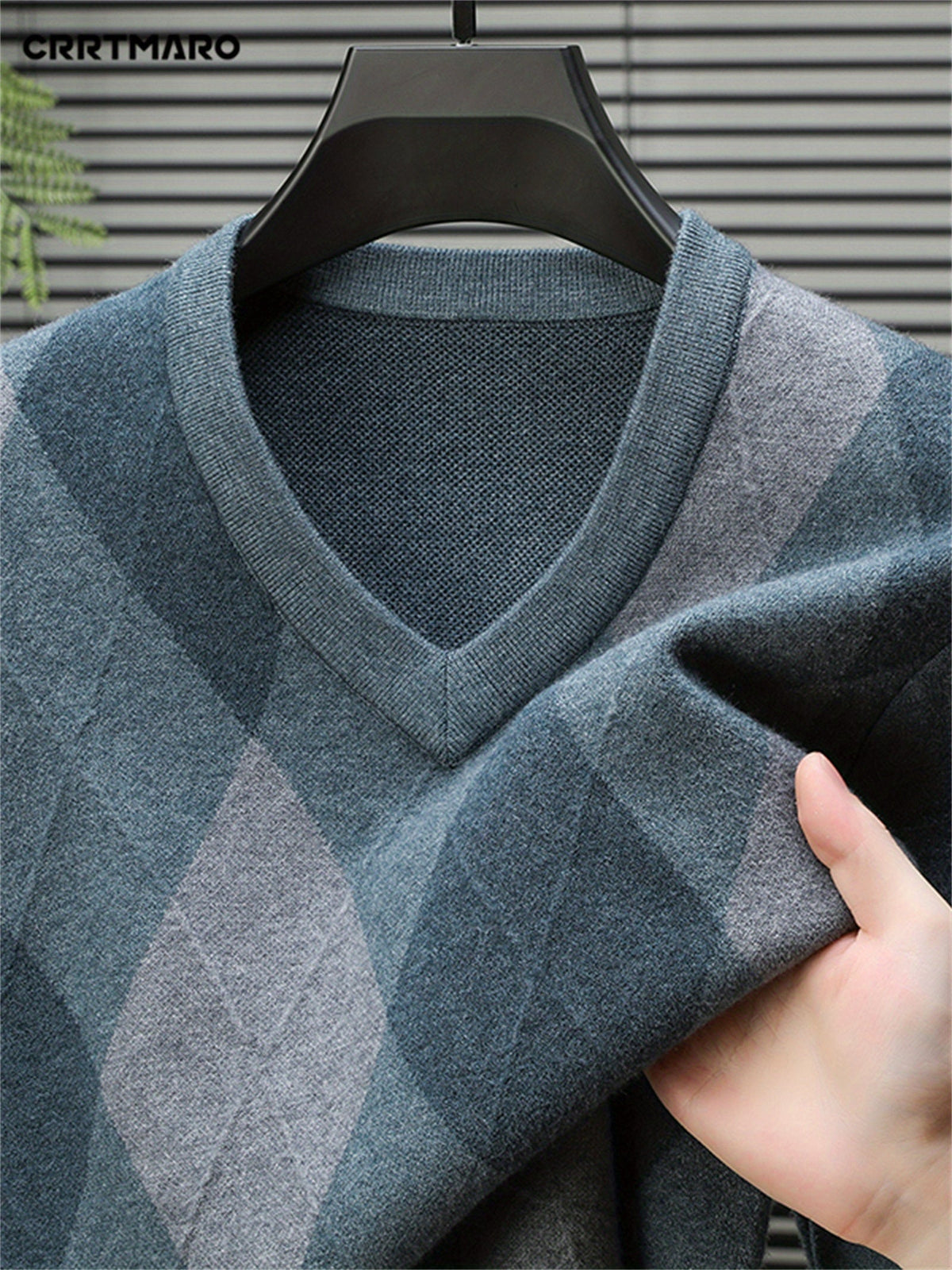 Helvano | Argyle-Pullover mit V-Ausschnitt für Herren