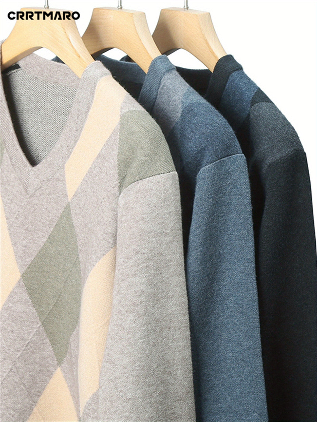 Helvano | Argyle-Pullover mit V-Ausschnitt für Herren