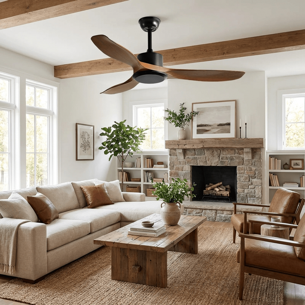 Helvano | Deckenventilator mit Fernbedienung &amp; Holzoptik
