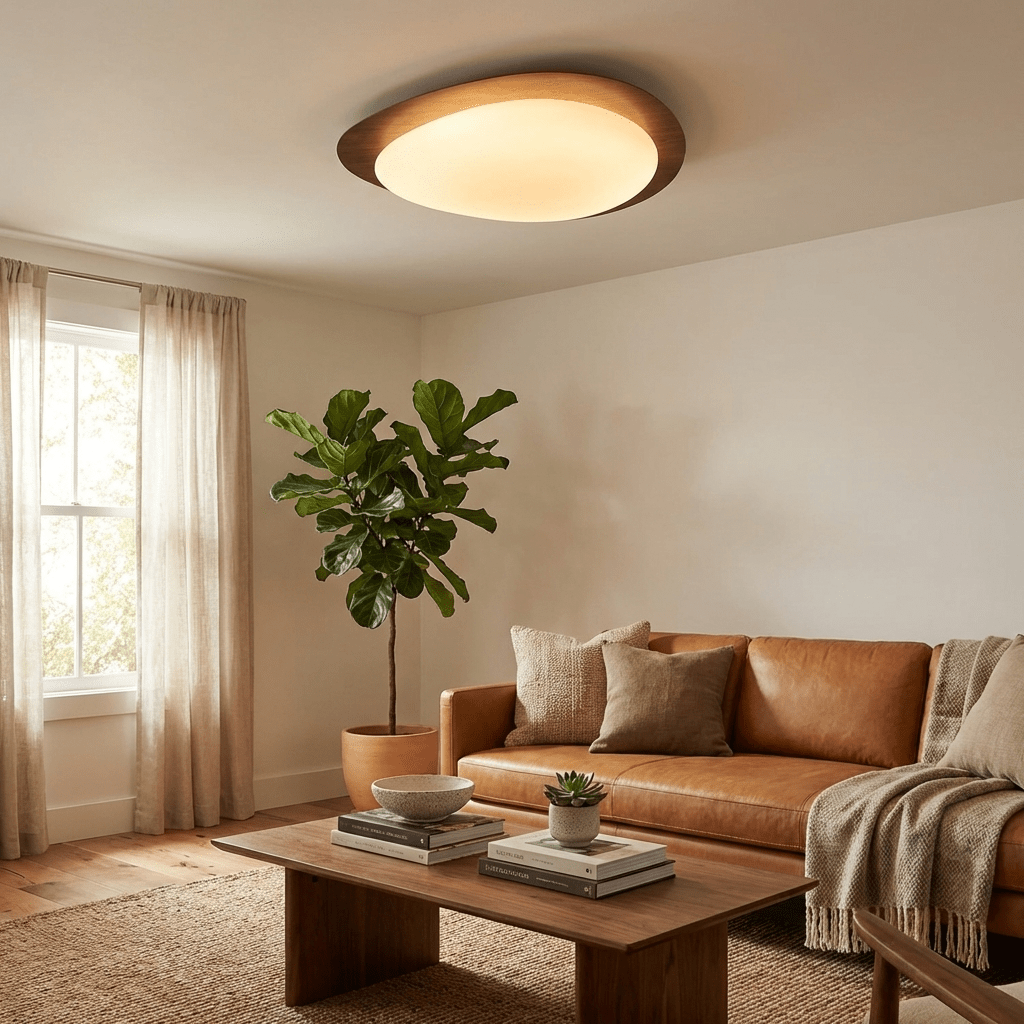 Helvano | Runde LED-Deckenleuchte mit Holzoptik