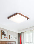 Helvano | Quadratische LED-Deckenleuchte aus Nussbaum