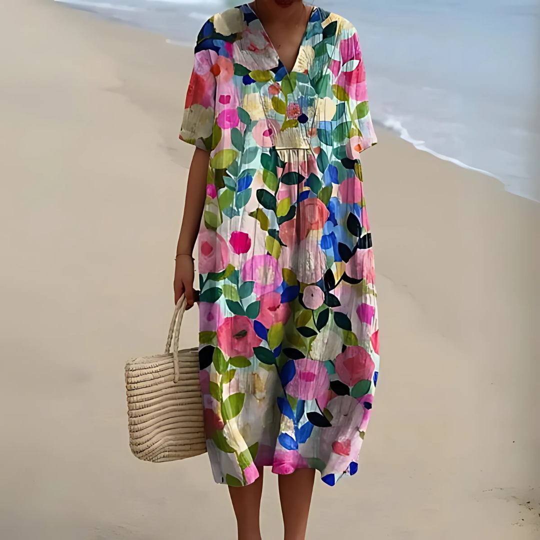 Helvano | Boho Blumenkleid mit lockerem Schnitt