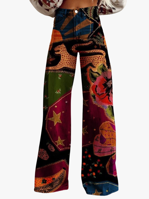 Helvano | Boho Vintage Hose für Damen in Rot