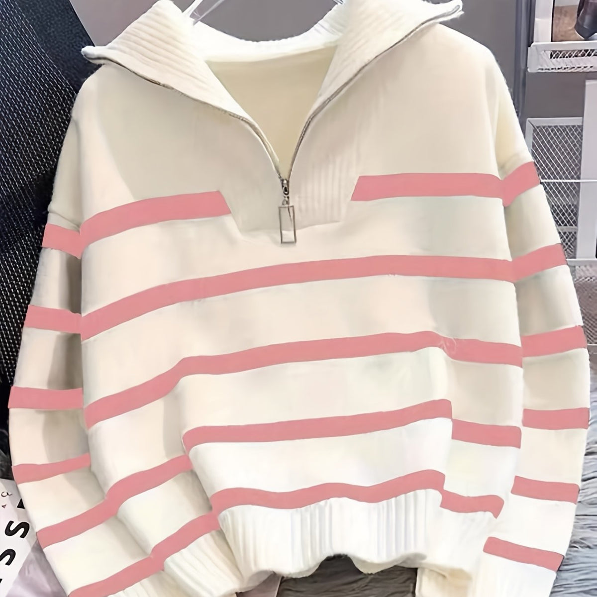 Helvano | Gestreifter Troyer-Pullover für Damen