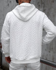Helvano | Herren Strick-Hoodie mit geometrischem Muster in Weiss