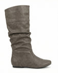 Helvano | Flache Damen-Stiefel mit Raffung bis zum Knie