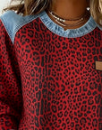 Helvano | Damen Patchwork-Pullover mit Leopardenmuster