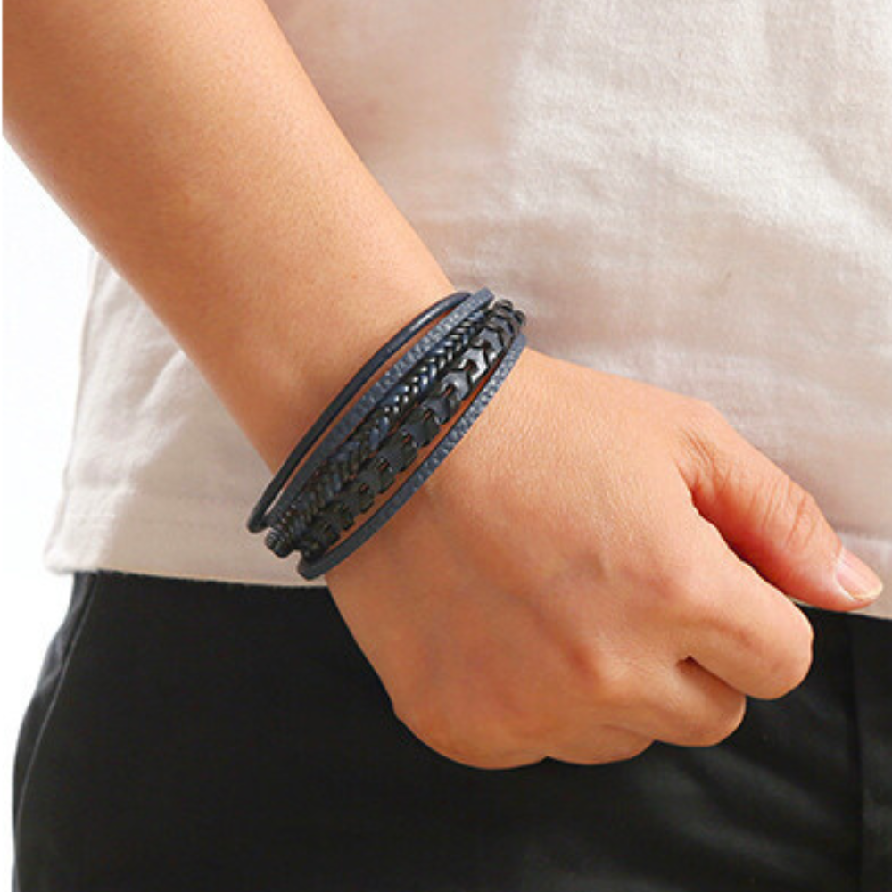 Helvano | Herren-Lederarmband in Schwarz