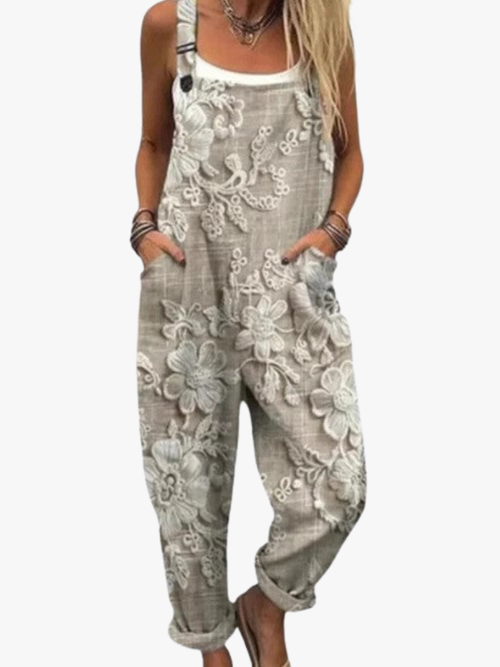 Helvano | Damen-Latzhose mit Blumen-Reliefmuster