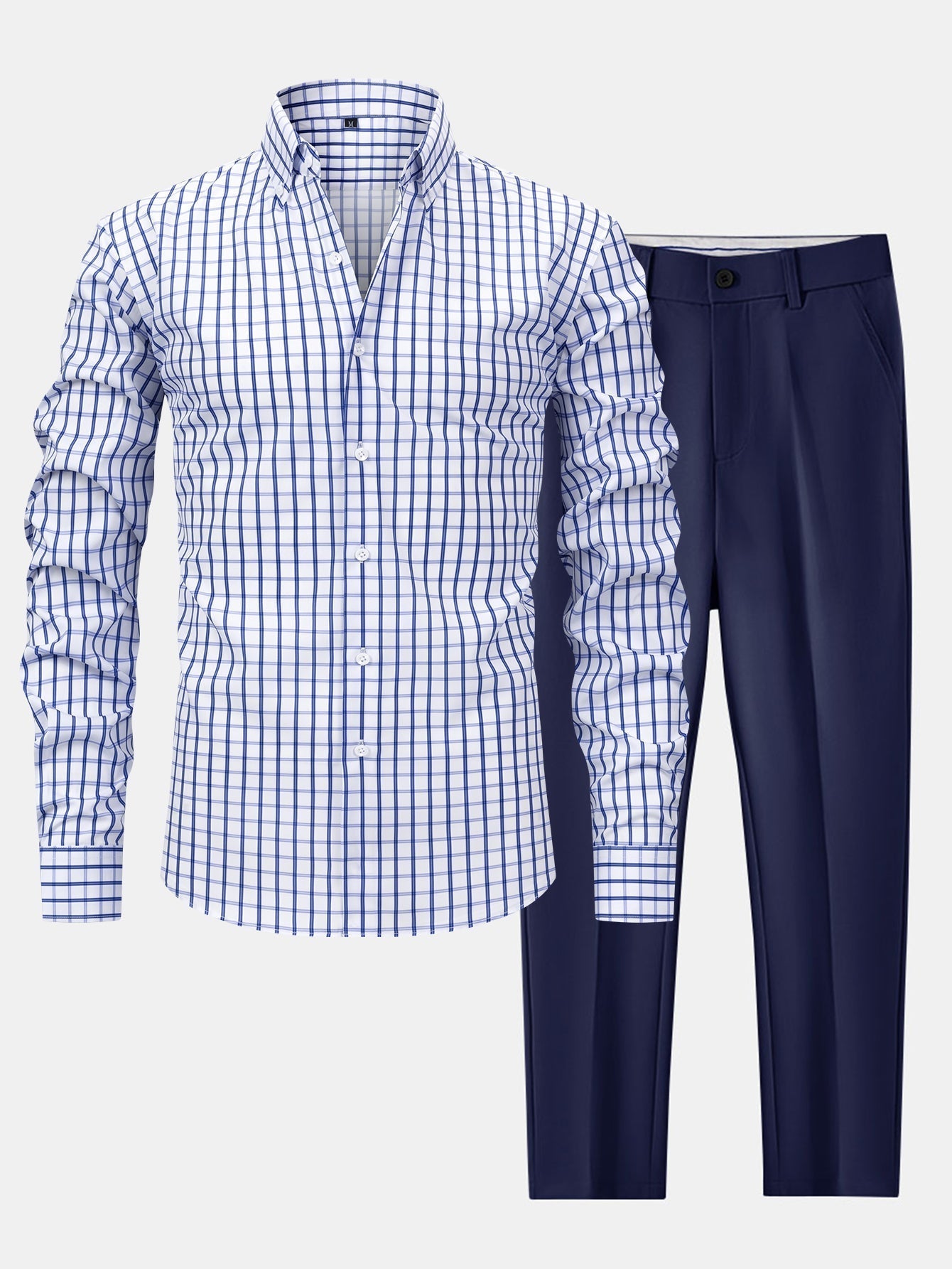 Helvano | Herren-Set: Kariertes Hemd &amp; Slim-Fit-Hose
