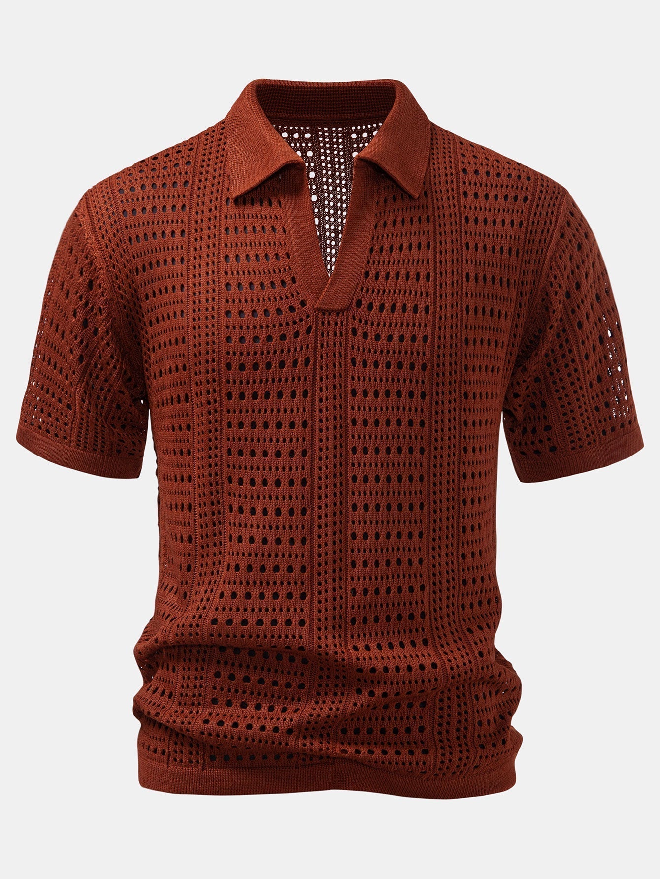 Helvano | Herren-Set Häkel-Poloshirt mit V-Ausschnitt &amp; Leinenhose