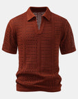 Helvano | Herren-Set Häkel-Poloshirt mit V-Ausschnitt & Leinenhose