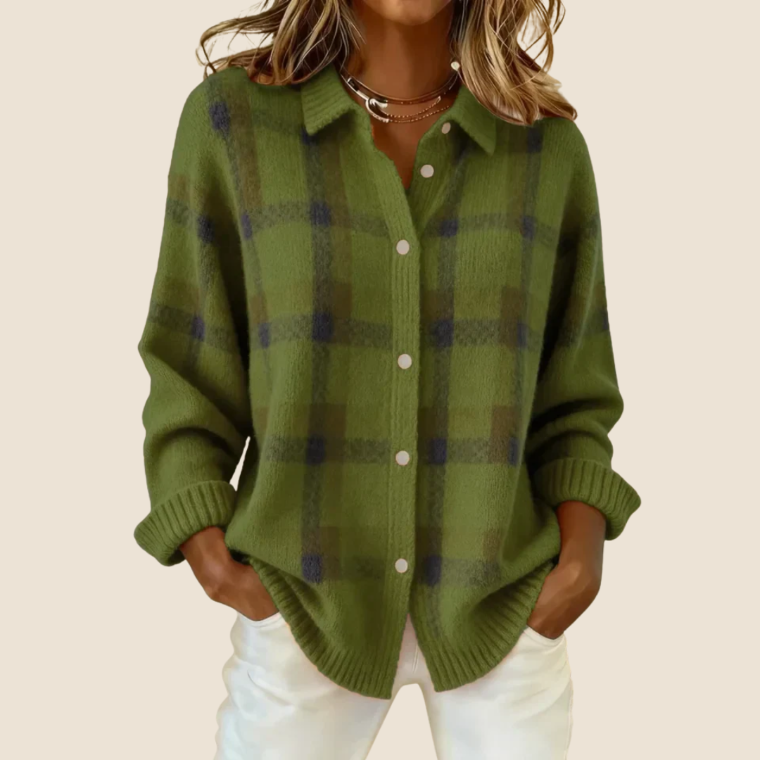 Helvano | Kariertes Damen-Pullover mit Kragen