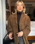 Helvano | Oversized Damen-Trenchcoat in Wildleder-Optik