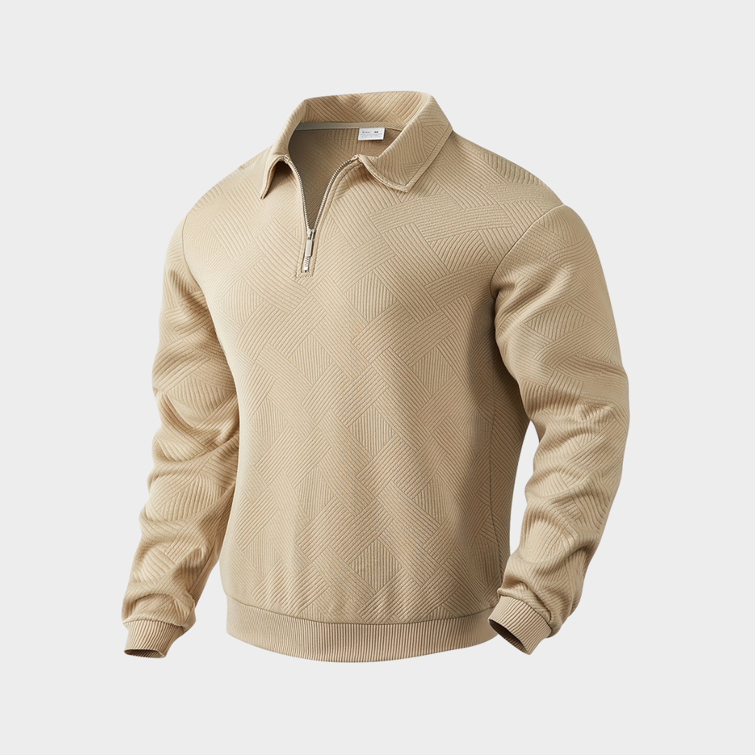 Helvano | Strukturierter Half-Zip Pullover für Herren