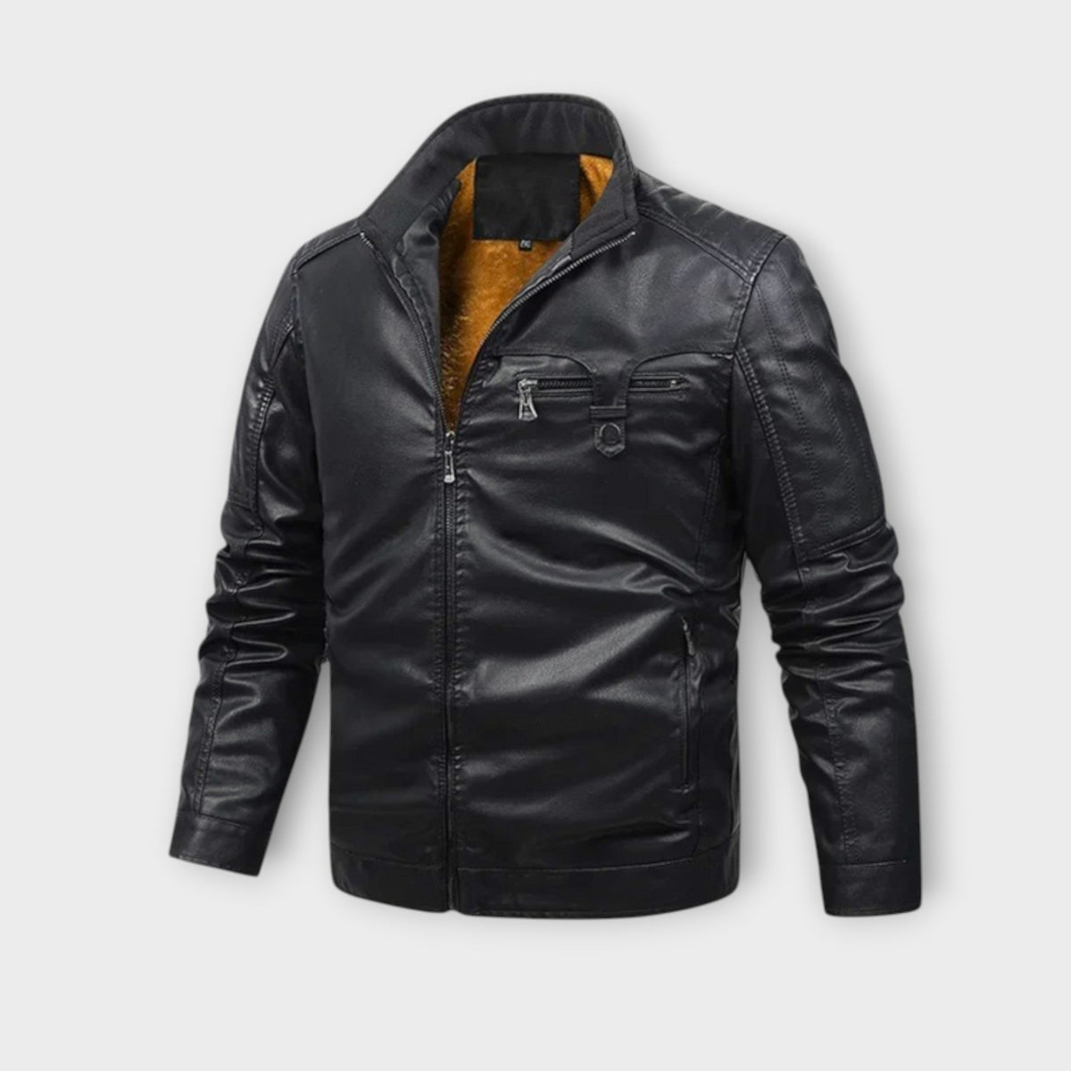 Helvano | Herren Lederjacke mit Fleecefutter im Retro-Look