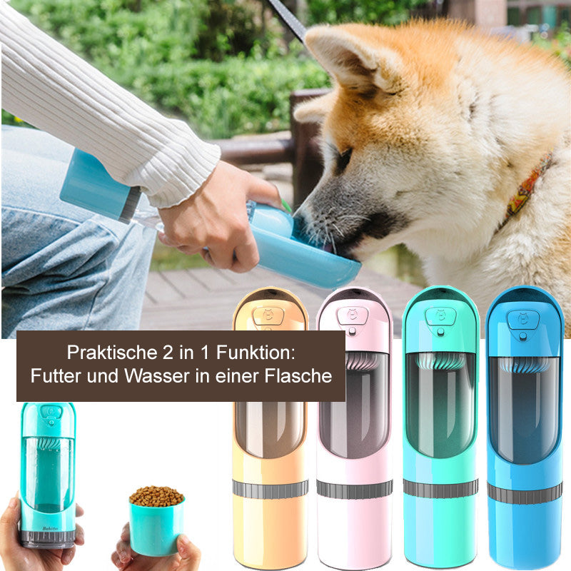 Helvano | 2-in-1 Futter- und Wasserflasche für Hunde