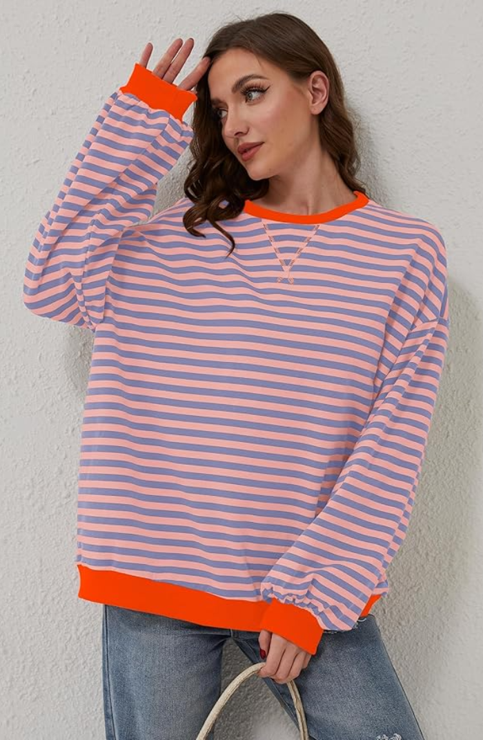 Helvano | Oversized Gestreiftes Damen Sweatshirt
