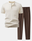 Helvano | Herren Henley-Set aus Strick in Beige