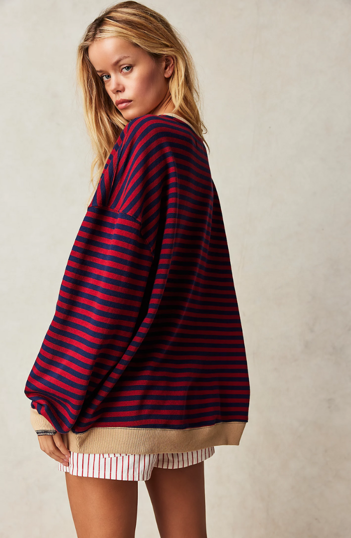 Helvano | Gestreifter Strickpullover mit Rundhals für Damen