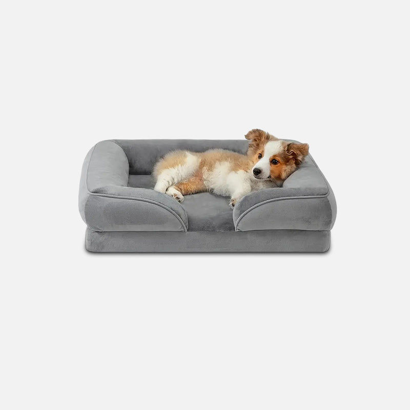 Helvano | Orthopädisches Hundebett in Grau &amp; Schwarz
