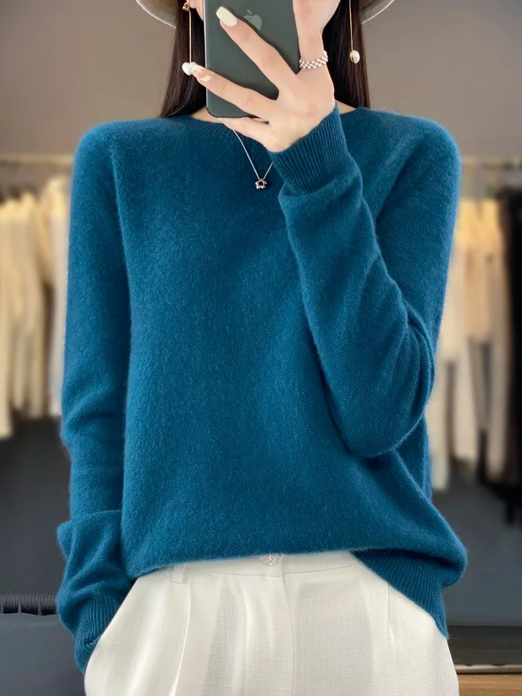 Helvano | Damen Strickpullover mit Rundhalsausschnitt